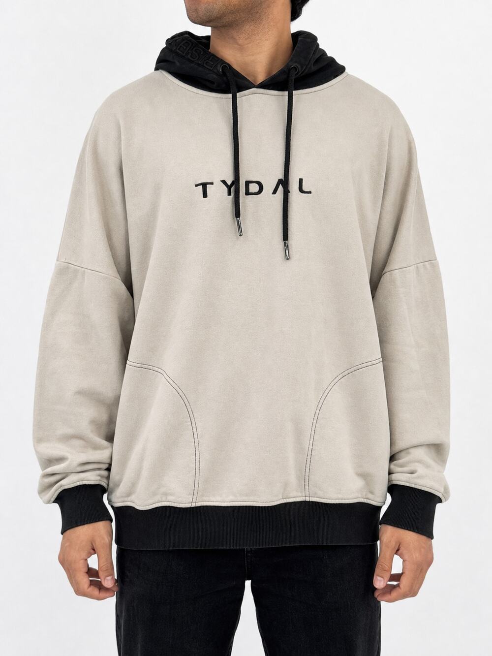 TYDAL Rise By Perseverance Pullover Hoodie Beige Black Mens L Streetwear Skater